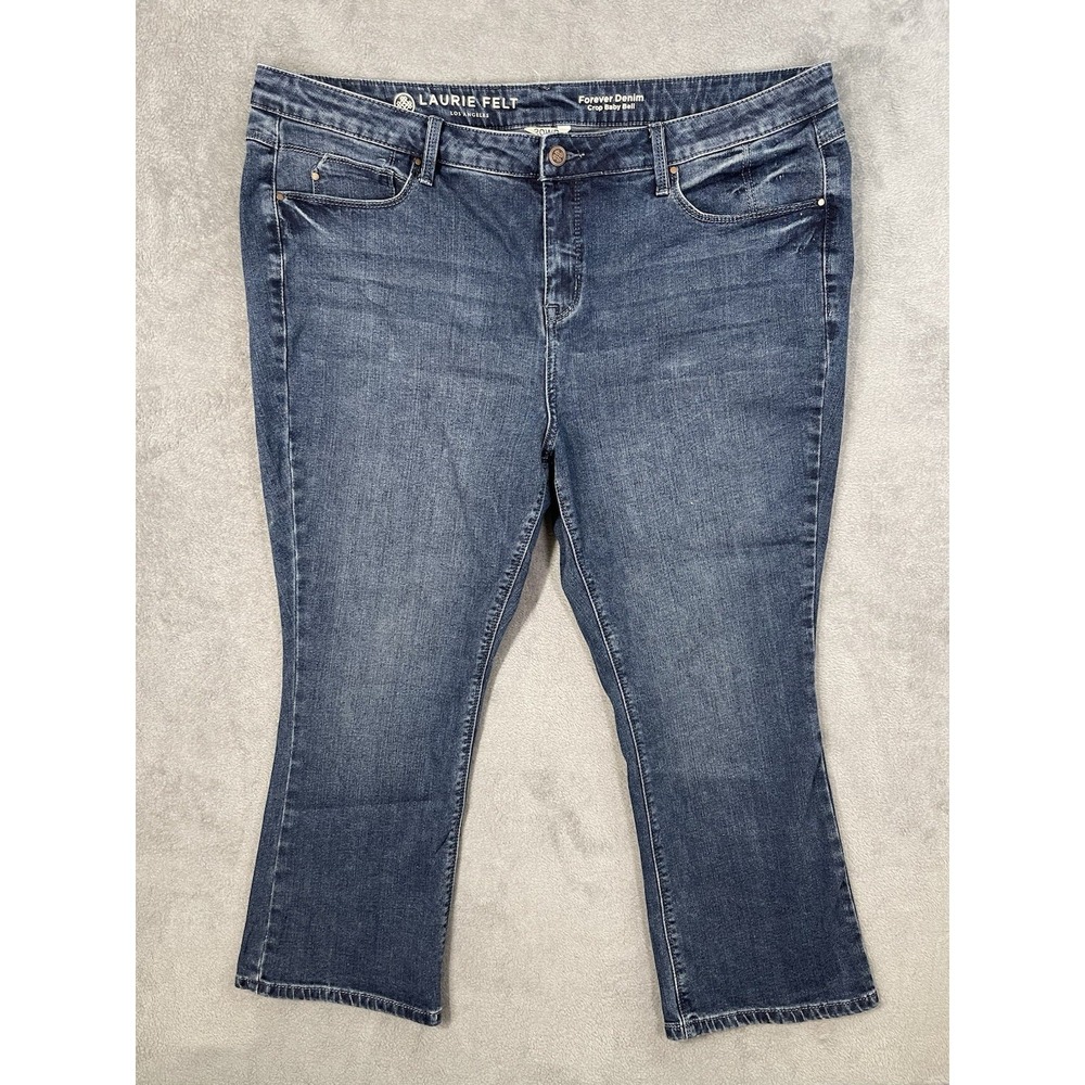 Laurie Felt Jeans Womens 20WP Blue Crop Baby Bell Bootcut High Rise Stretch